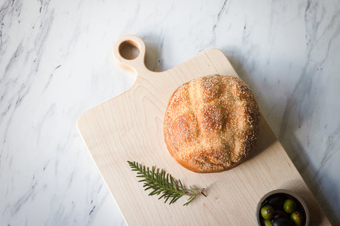 Wide Maple Farmhouse Cutting Board with Handle - No Glue - Organic Finish