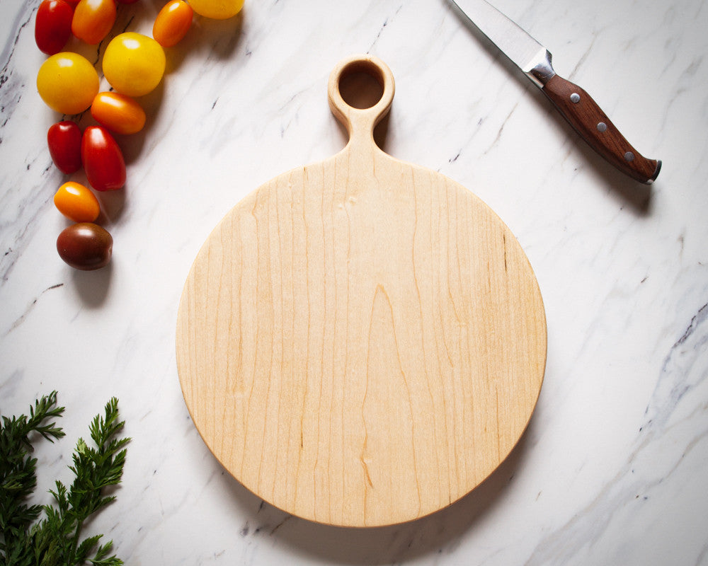 Wagner Round Wood Serving/Cutting Board with Long Handle