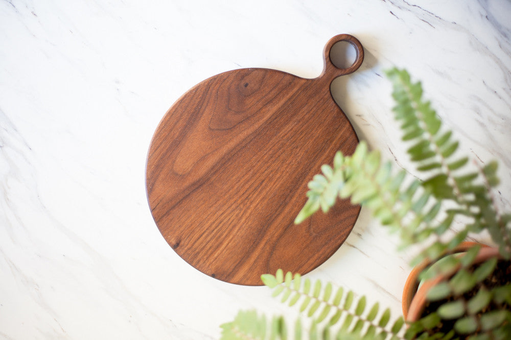 Round Walnut Wood Cutting Board - No Glue - Organic Finish - Large / Walnut